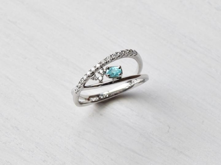 0.1ct 天然パライバトルマリン・ダイヤモンドリング 0.1ct 天然パライバトルマリン・ダイヤモンドリング