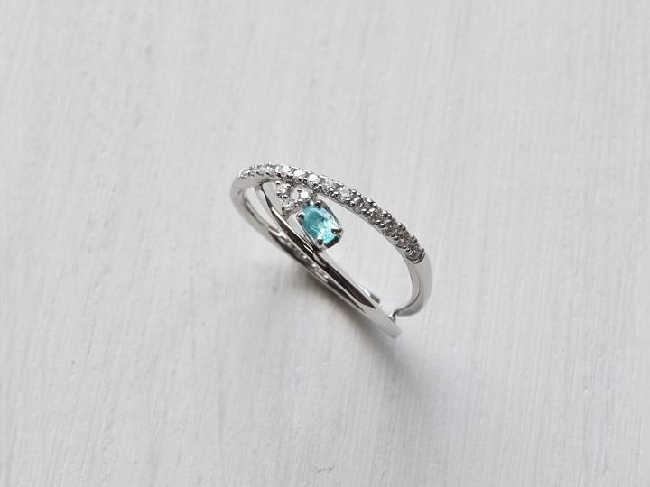 0.1ct 天然パライバトルマリン・ダイヤモンドリング 0.1ct 天然パライバトルマリン・ダイヤモンドリング