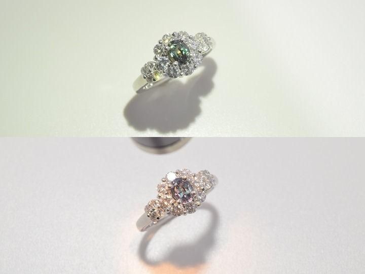 PT900 0.54ct アレキサンドライト・ダイヤモンドリング - 齋藤 PT900 0.54ct アレキサンドライト・ダイヤモンドリング - 齋藤