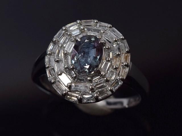 PT900 0.47ct 天然アレキサンドライト・ダイヤモンドリング
