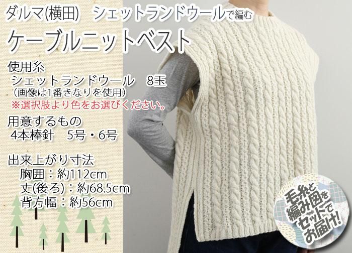 ダルマ（横田）ケーブル ニットベスト 着分セット