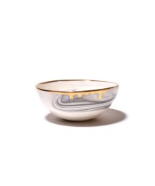 Marbled Ring Bowl in Cream with Black Marbling + Gold