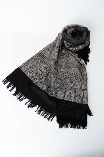 YANTOR / Tibetan Paisley Wool Stole / gray