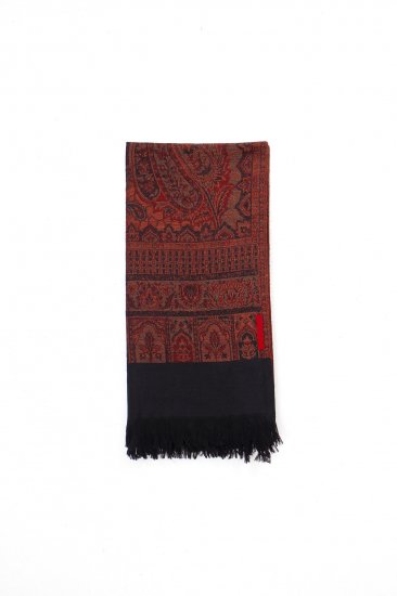 YANTOR / Tibetan Paisley Wool Stole / dark orange