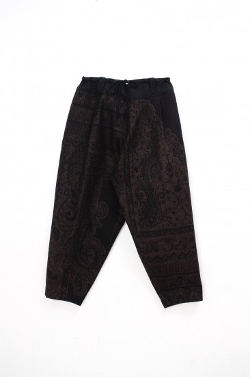 YANTOR / Tibetan paisley jaquard himo pants / black