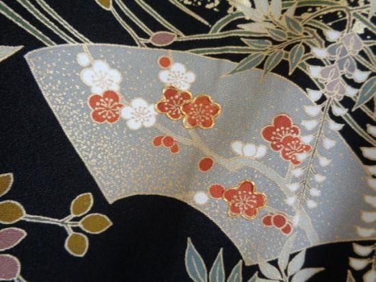 糸目刺繍 黒留袖から ワンピース & ボレロジャケット 牡丹 藤 梅 糸目刺繍 黒留袖から ワンピース & ボレロジャケット 牡丹 藤 梅