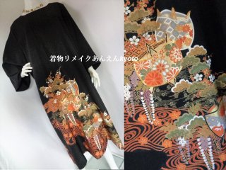 糸目刺繍 黒留袖 ピンタック ワンピース 糸巻 27号〜29号 5L