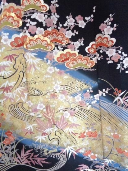 黒留袖 リメイクボレロ付きロングドレス風景画刺繍 黒留袖リメイク ボレロ付きドレス | iichi 日々の暮らしを