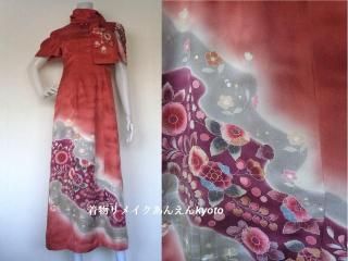 辻が花 訪問着から ウエストタック ロングドレス ＆ストール
