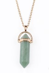 Crystal Stone Necklace Hard Gold (Green)【セール】