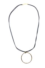 O-Ring Fake Leather Necklace (Gold)【夏セール】