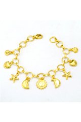 Sun And Moon Gold Motifs Chain Bracelet【セール】