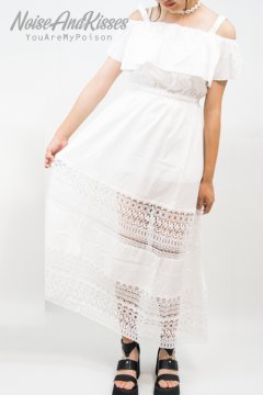 Off-Shoulder Lace ワンピース (White) *sale_