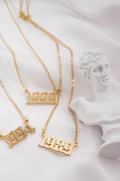 Birth Year Logo Stainless Necklace (Gold)