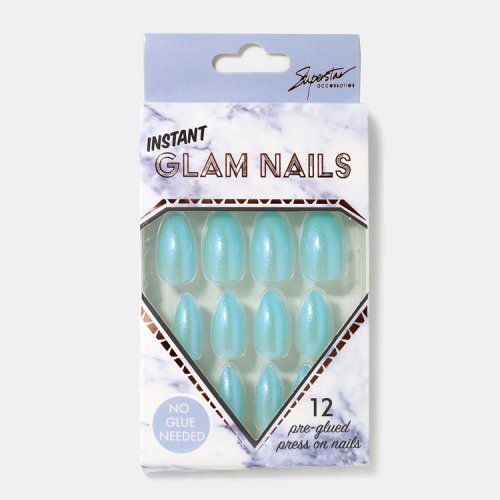 Shimmer Almond Shape Press-On Nails (Blue)【セール】