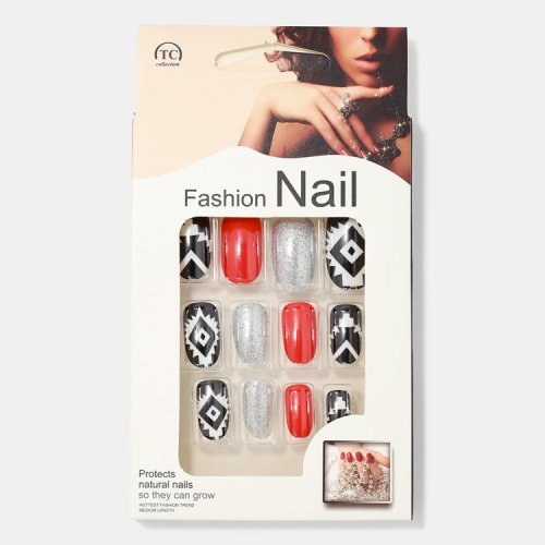 Multi Design Square Tip Press-On Nails (Nordic)【セール】