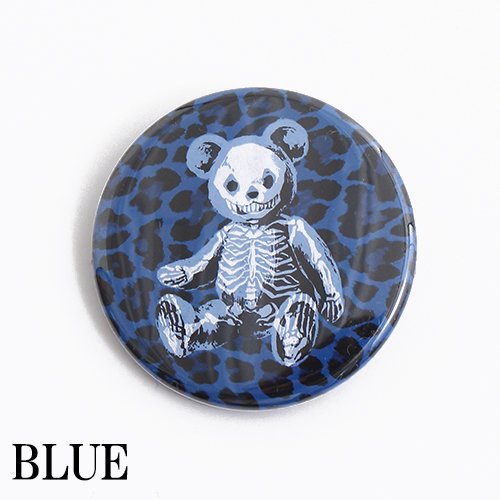 Drug Honey Skeleton Teddy 缶バッジ (Blue Leopard)  [sale]
