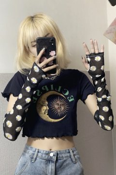 Sheer Flower Arm Cover BLACK ［SALE］