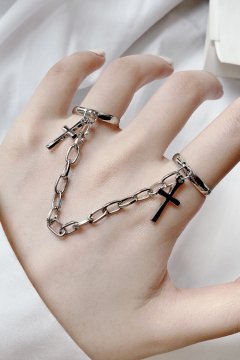 Double Cross Chain Ring (Silver)