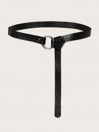 Croc Pattern Knot Decor Belt (Black)  [sale]