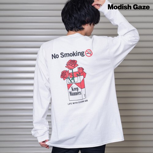 No Smoking L/S Tシャツ WHITE 白  [sale]