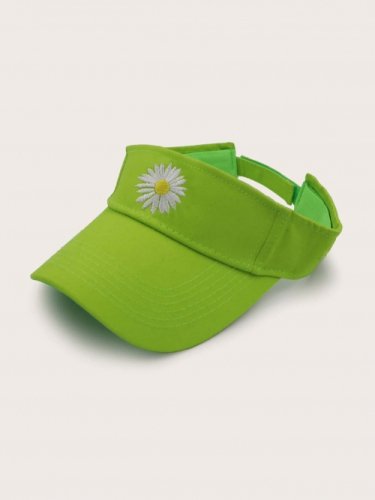 Daisy Embroidery Visor Hat (Green)【セール】