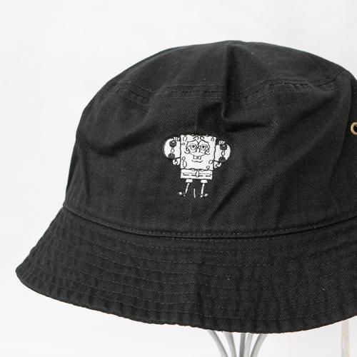 スポンジボブ 刺繍バケットハット BLACK ［SALE