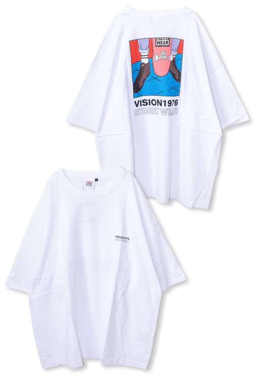 VISION STREET WEARシューズイラスト オーバーサイズ Tシャツ WHITE ［SALE］| ストリートウェア |  エモーショナルなグラフィックプリント - NOISEANDKISSES｜トレンド通販のノイキス