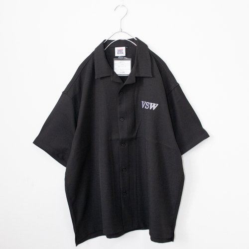 VISION STREET WEAR ロゴ刺繍開襟シャツ BLACK 黒  [sale]