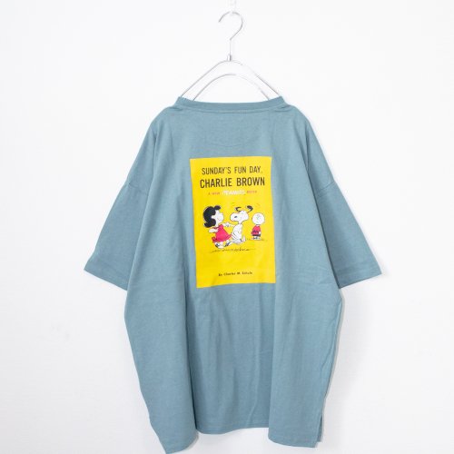 スヌーピー バックプリント オーバーサイズ Tシャツ BLUE ［SALE］