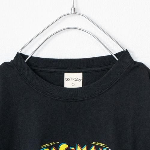 パックマン 公式 レトロロゴ刺繍 半袖Tシャツ BLACK ［SALE