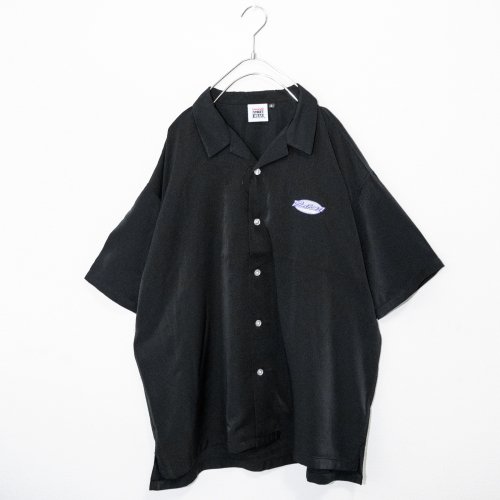 VISION STREET WEAR サークルロゴ刺繍 開襟半袖シャツ (Black)【22夏セール】