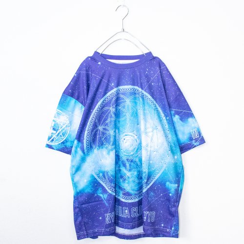 Nyctophilia Clothing ギャラクシー総柄 BIGサイズ 半袖Tシャツ (Blue)【夏セール】
