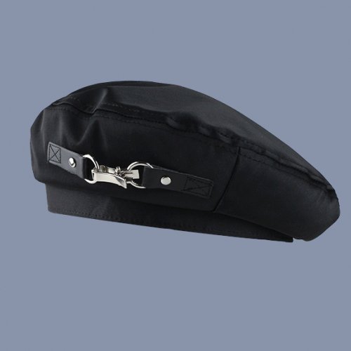 シンプル ホックデザイン  ベレー 帽子 (Black)【22夏セール】