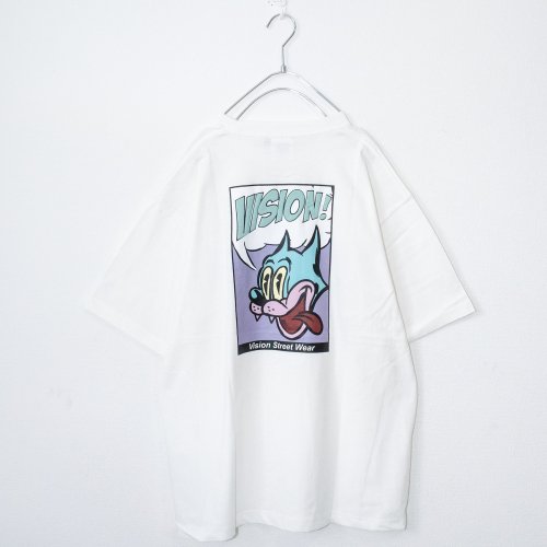 VISION STREET WEAR コミックキャラ発砲プリントTシャツ WHITE ［SALE］