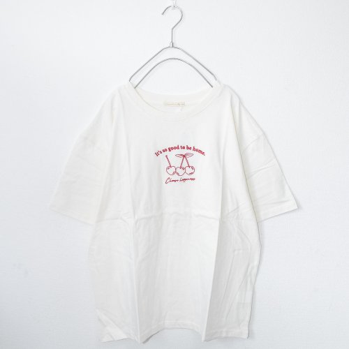 さくらんぼ刺繍 半袖Tシャツ (Ivory)  [sale]