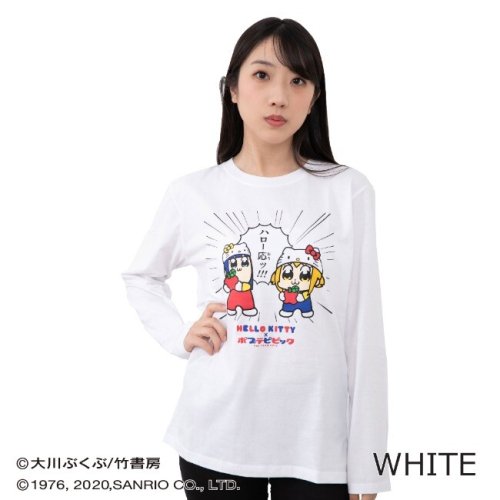 サンリオ×ポプテピピック キティちゃん ロンT (White)