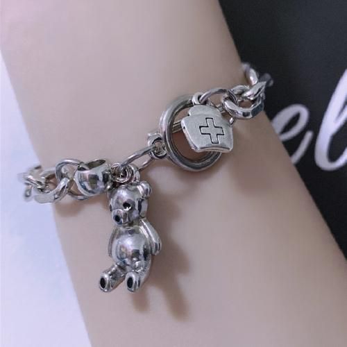 Moschino テティヘア チェン リンク フレスレット 【関税込】 テディベア チェーンブレスレット SILVER[SALE