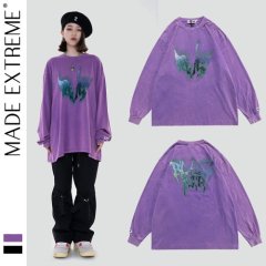 MADE EXTREME BLACK AIR ロゴ プリント ロンT PURPLE 紫