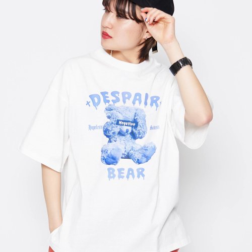 Yamikuma 半袖Tシャツ (White/Blue)