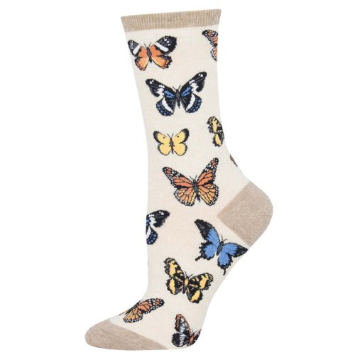 <img class='new_mark_img1' src='https://img.shop-pro.jp/img/new/icons8.gif' style='border:none;display:inline;margin:0px;padding:0px;width:auto;' />Socksmith ソックスミス Majestic Butterflies クルーソックス (Ivory Heather)