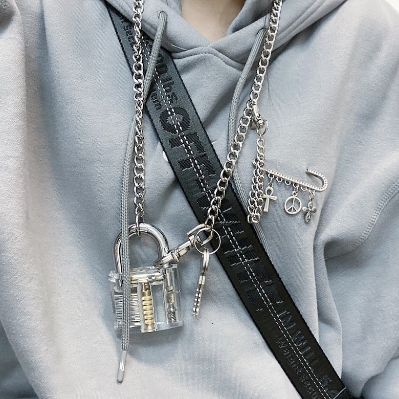 BIG Clear Padlock Chain Necklace – YouAreMyPoison