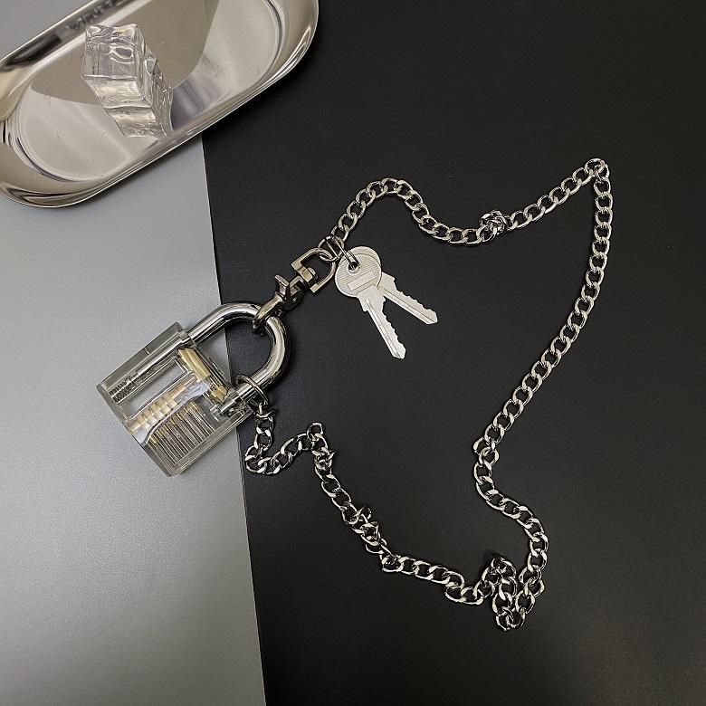 BIG クリア南京錠 チェーン ネックレス SILVER シルバー[最終 BIG クリア南京錠 チェーン ネックレス SILVER シルバー[最終