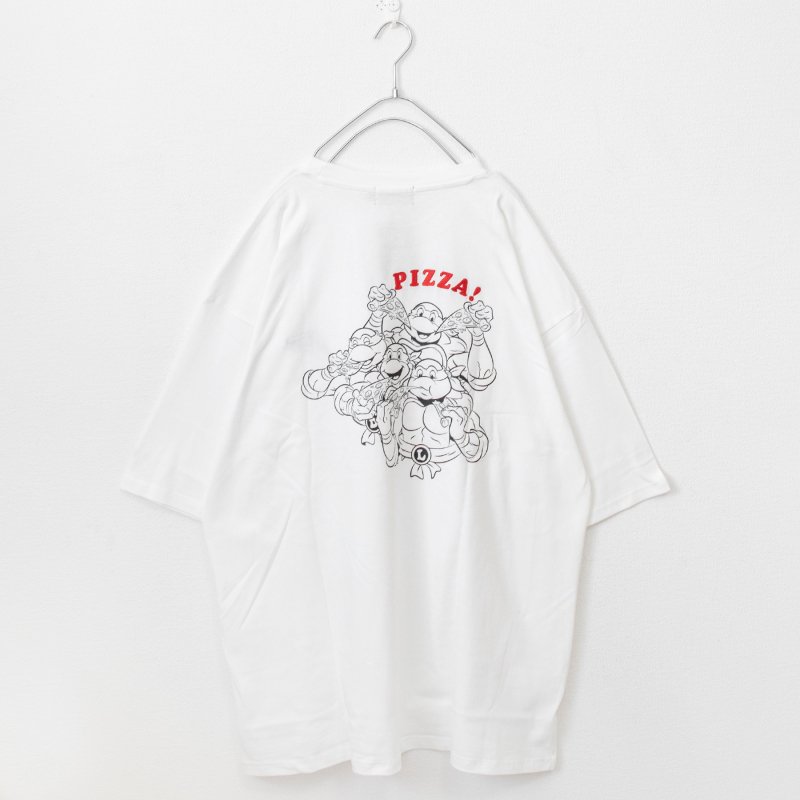 TURTLES ニンジャ・タートルズ ピザ刺繍 BIGTシャツ WHITE［SALE 