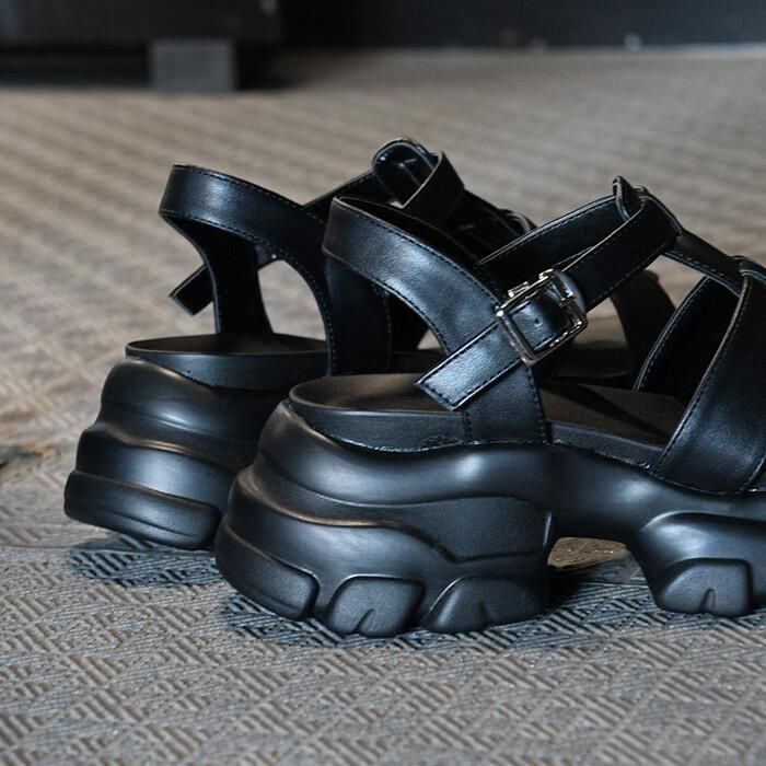 厚底スニーカーソールベルトサンダル BLACK[1000円均一 厚底スニーカーソールベルトサンダル BLACK[1000円均一