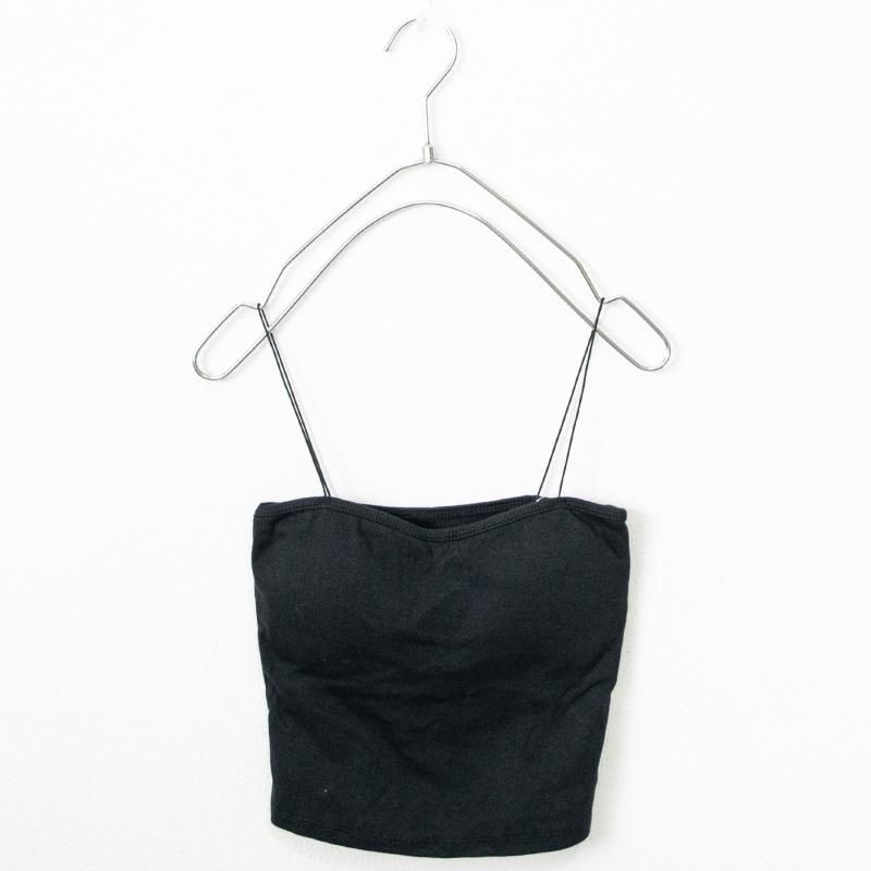 スパゲッティストラップ シンプル無地 ブラトップ BLACK［SALE