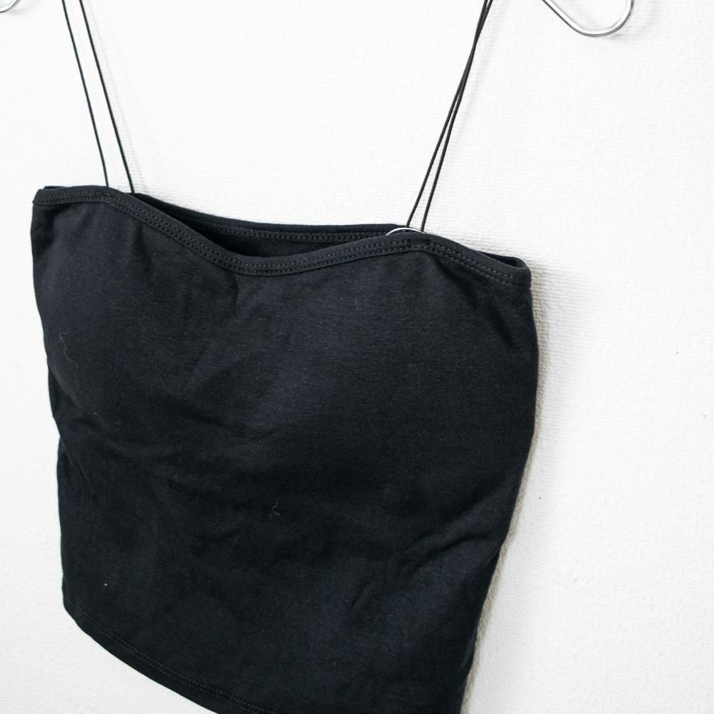 スパゲッティストラップ シンプル無地 ブラトップ BLACK［1000円