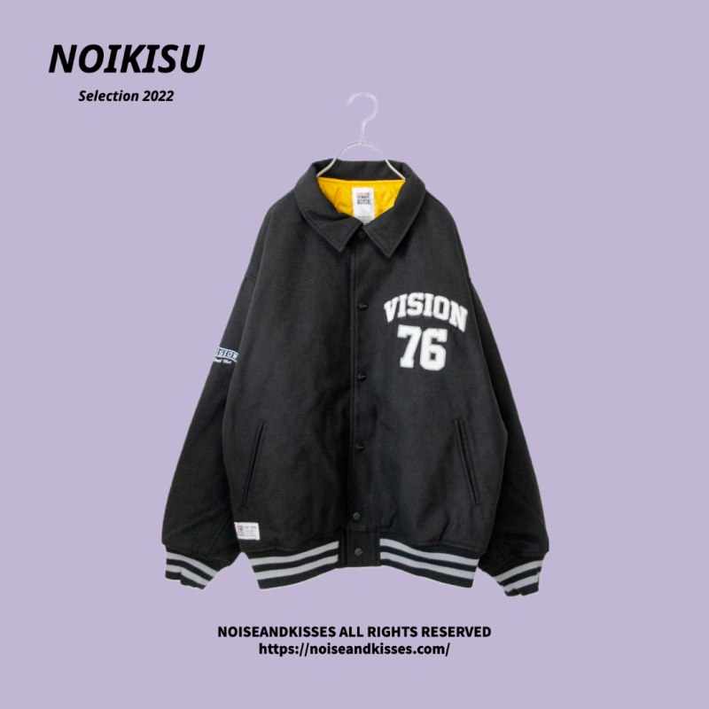 VISION STREET WEAR メルトンコーチ スタジアムジャケット BLACK