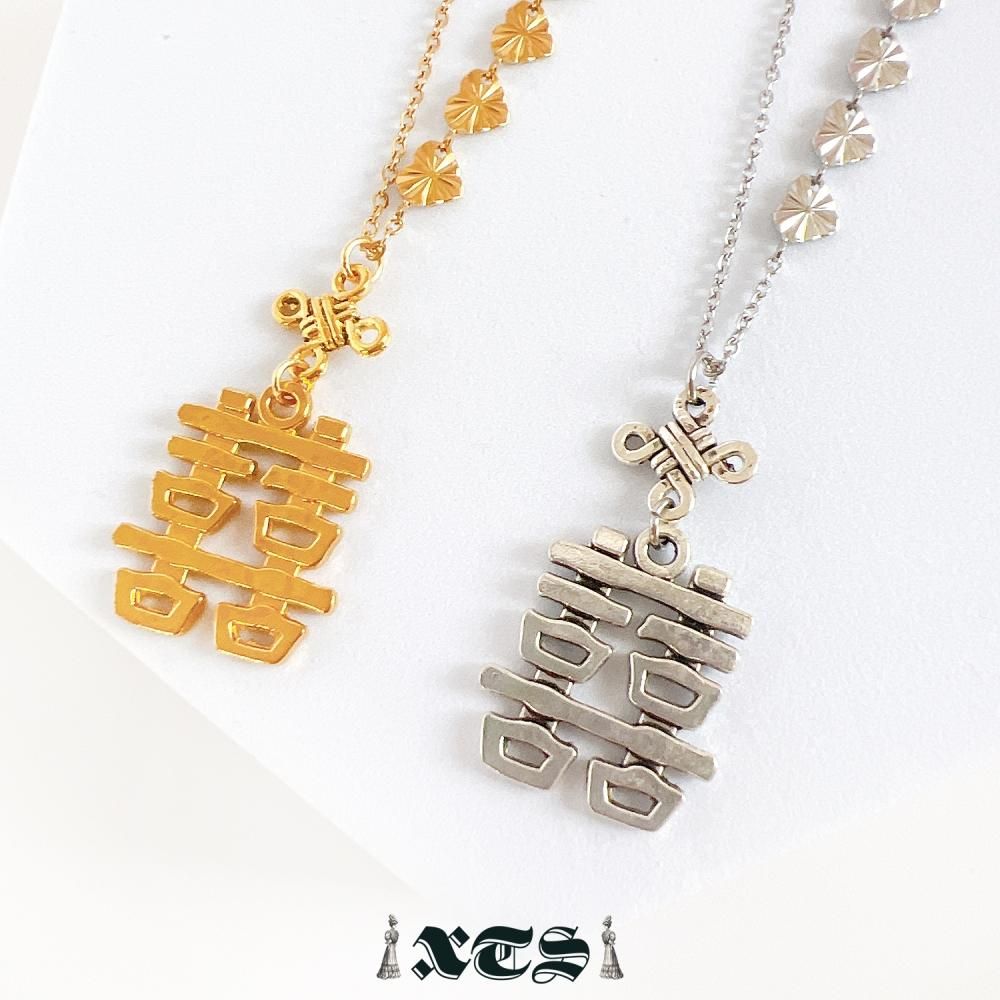XTS ダブルハピネス アシメチェーン ネックレス SILVER TS0282