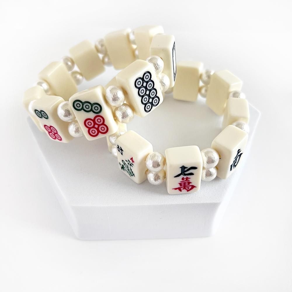 麻雀牌ブレスレット 楽天市場】ホワイト ミニ麻雀牌 ブレスレット : 天宝堂